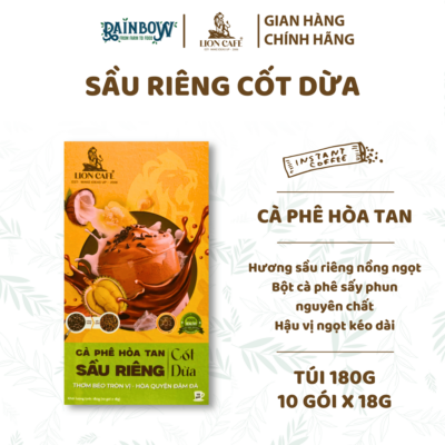 cà phê hòa tan 4in1 sầu riêng cốt dừa lion cafe 180g